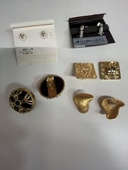 Vintage Anne Klein 10-Piece Mixed Lot Earrings Gold tone