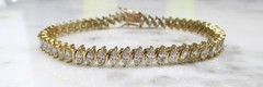 Ross Simons Sterling Silver Clear Marquise Stones Tennis Bracelet 13.3g ~ 3-E268