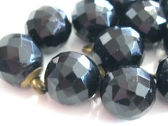 21 PC BUTTON LOT SET ANTIQUE VICTORIAN FACETED FRENCH JET / BLACK GLASS BUTTONS