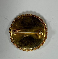 Blue & Gold Mosaic Brooch Flower Pin with Italy marked on the back