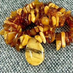 Vintage Natural Baltic Amber Necklace 18” Butterscotch Nugget Pendan