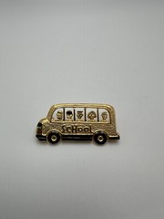 Vintage Gold Enamel School Bus Brooch Pin 4.5cm BB5