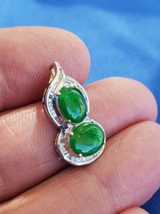 Original EARTH MINED Jadeite JADE DIAMOND Deco Pendant Medallion 18K WHITE GOLD