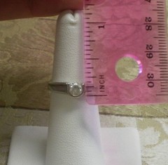 Cubic Zirconia CZ Solitaire in U Shape Sterling Silver Ring Size 6.25