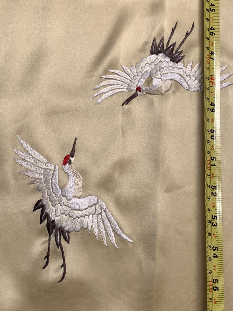 Scarf/Shawl 100% silk, with 2 needlework cranes, approx. 59” x approx. 13 1/2” w