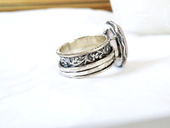 Large Sterling Silver 925 Quartz Spin Spinner Israel Modern Band Ring Size 10