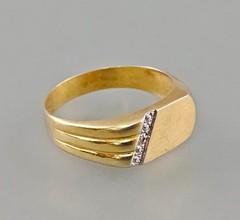 Vintage Siegel Ring 585 Yellow/White Gold Diamond Gr. 62 (19,7 mm Ø)