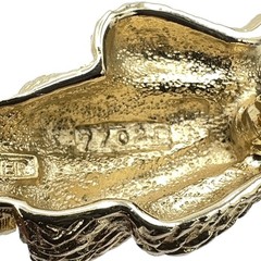 BOUCHER vintage dog brooch – gold-tone sitting poodle w/ bow pin – 7702P signed