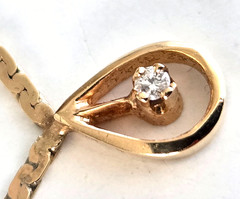 Vintage 14K 585 Uno A Erre w/ a Diamond Pendant Necklace 16″ 3.38gr C link Chain