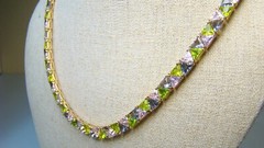 Nice Ross Simons Sterling w Gold Overlay Pastel Jeweled Necklace & Bracelet Set