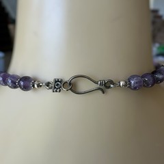 VTG Artisan Beaded Pendant Necklace 18 Inch Purple Amethyst Quartz Silver Plated