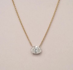 Lab Created Diamond Oval Cut 14K Yellow Gold Finish Valentine’s Gift Necklace