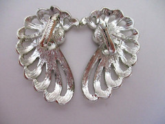 Sarah Coventry Brooch & Earrings Set 1968 “Evening Splendor” Silver Tone