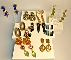 10 PAIRS Statement Earrings 1980s 1990s incl Erwin Pearl, Clip and Post Styles