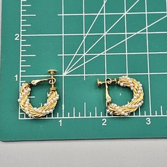 Faux Pearl Rope Earrings Clip On Hoop Classic Twist Screw Back Non-Pierced