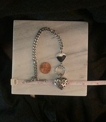 Vintage Juicy Couture, Pavé Heart Charm, Silver Tone, Toggle Bracelet