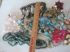 Costume Jewelry 2 Lb Stone Plastic Necklace Bracelet Pin Retro Vintage Bag #4