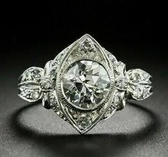Timeless Old European Style LabCreated Diamond Circa Engagement 14K Gold FN Ring