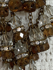 Unique Chandelier Dangle w Clear Rhinestones and Brown & Clear Crystals Brooch