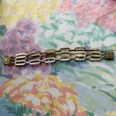 Vintage Mid Century Modern Geometric Link Bracelet Mother Of Pearl Magnetic