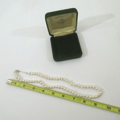 Vtg Irregular Pearl Beaded String Necklace w/ Sterling .925 Clasp 18” Length
