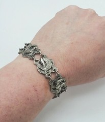 Vintage Hamsa Hand Sword Camel Metal Tourist Morocco Travel Souvenir 7″ Bracelet
