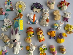Vintage Jewelry Lot Hallmark Pin Etc 35 Bunny Rabbit Chicks Flowers Whimsical