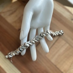 Vintage Italy Link Bracelet 7 Inch Modernist Floral Petal 925 Sterling 19.0g
