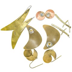 Lot Vintage Jewelry Copper Brass Boho Modernist Brutalist Organic Earthy 11pc
