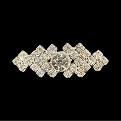 Vintage Rhinestone Geometric Brooch Pin Silver Tone 1.5 x 0.5 Inches