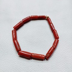 Italian Red Coral Bracelet Natural Coral Handmade Gemstone Stretchable Bracelet