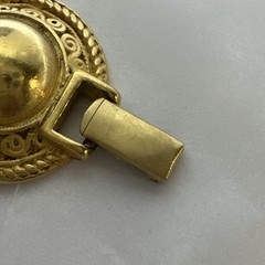 Vintage Erwin Pearl Collar Necklace Gold Tone Textured Dome Link Chunky Runway