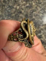 1920s Antique Egyptian Revival Czech Glass Pharaoh Ring Neiger Style Sz 5