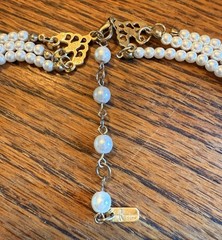 Y2K Era Christina Collection 3 Strand Faux Pearl Necklace Rhinestones Gold Tone