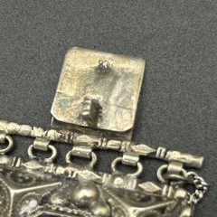 Vintage 800 Silver Amethyst Panel Link Bracelet 50.6g Safety Chain Antique Style