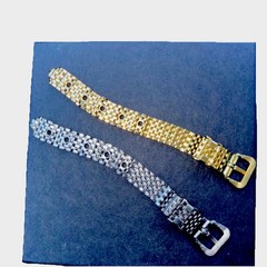 1979’s Vintage (2 Rings) Boho 1GT & 1 ST, 4 Hole Adj Flex Mesh BELT BUCKLE RETRO