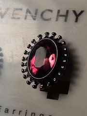 Vtg Givenchy New Purplish Stone Signed Clip On Nickel Free Statement Earrings