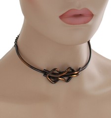 Abstract Modernist Copper Adjustable Choker Necklace For Women 12-18″ Vintage