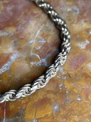 Vintage Italy Sterling Silver Rope Chain Bracelet 7.25”