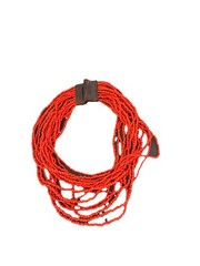 Woman’s Multi Strand Red Seed Beads Statement Necklace 8/16 Strands 20” Long