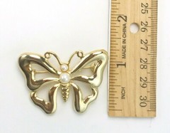 Vintage AAI Gold Tone Faux Pearl Butterfly Brooch Scatter Pin