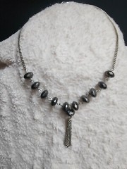 16in Silver Beaded Choker Vintage Necklace No Brand No Extender