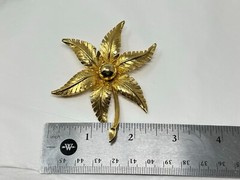 Vintage Goldtone Large 3-1/8″ FLOWER Brooch Pin