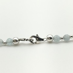 Silver Schark Handmade Sterling Silver & Aquamarine Choker Necklace 17″ #79
