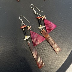 Earrings, 4 Pair, Various Color And Materials, Pierce Closures