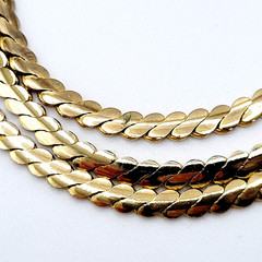 Serpentine Style Shiny Gold Tone Chain Necklace Womens Mens Vintage 24 inch