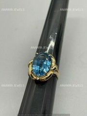 4.00 CT Oval Cut Lab-Created Topaz Solitaire Vintage Ring 14K Yellow Gold Plated
