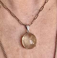 Globe Rutilated Quartz Sterling Silver Pendant Estate Incredible Vintage Jewelry