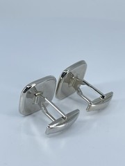 Cufflinks Mother of Pearl square flat MOP polished silver tone 7/8″