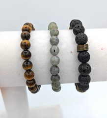 Vintage Gemstone Bracelets Stack LOT of 7 Stretch